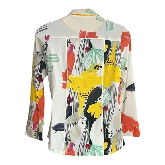 Berek Womens Ray of Sunshine Full Zip Jacket Size PL White Multi Color Pockets - Picture 4 of 12